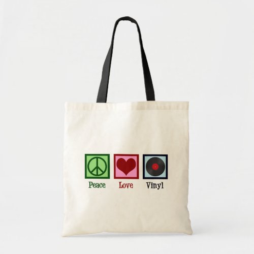 Peace Love Vinyl Records Tote Bag