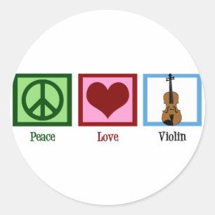 Peace Love Violin Classic Round Sticker