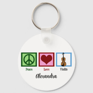 Peace Love Violin Cute Custom Violinist Keychain