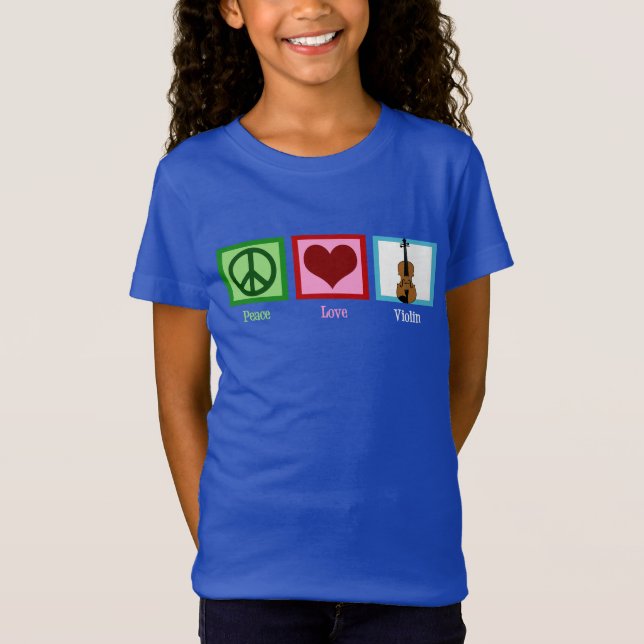 Peace Love Violin Kids T-Shirt (Front)