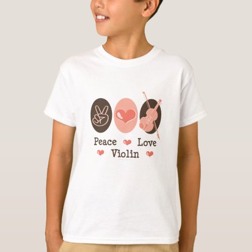 Peace Love Violin Kids T shirt