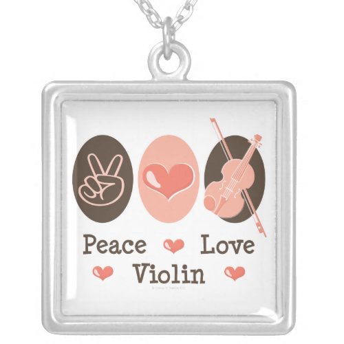 Peace Love Violin Necklace