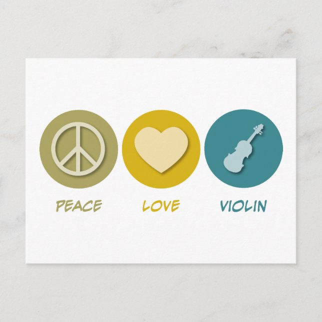 Peace Love Violin Postcard (Front)