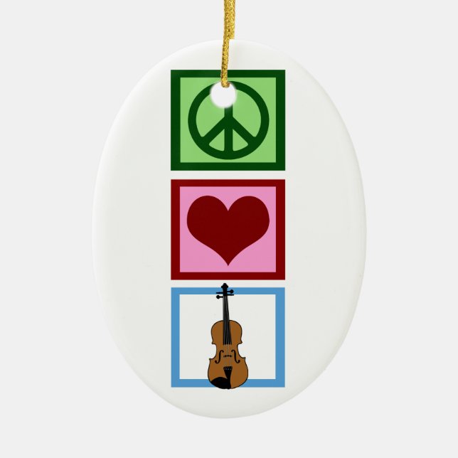 Peace Love Violins Ceramic Ornament (Front)