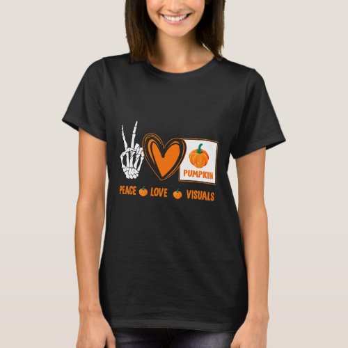 Peace Love Visuals Sped Teacher Pumpkin Skeleton H T_Shirt