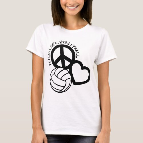 Peace_Love_Volleyball black T_Shirt