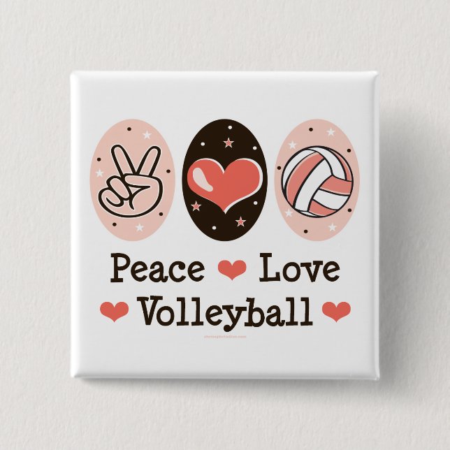 Peace Love Volleyball Button (Front)