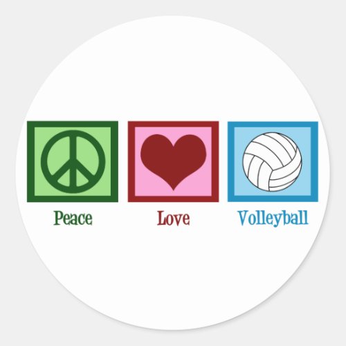 Peace Love Volleyball Classic Round Sticker