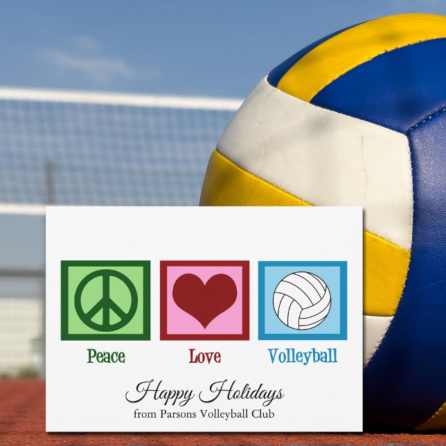 Peace Love Volleyball Customizable Holiday Card (Creator Uploaded)
