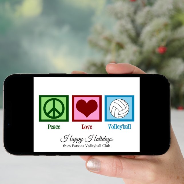 Peace Love Volleyball Customizable Holiday Card (Front Digital)