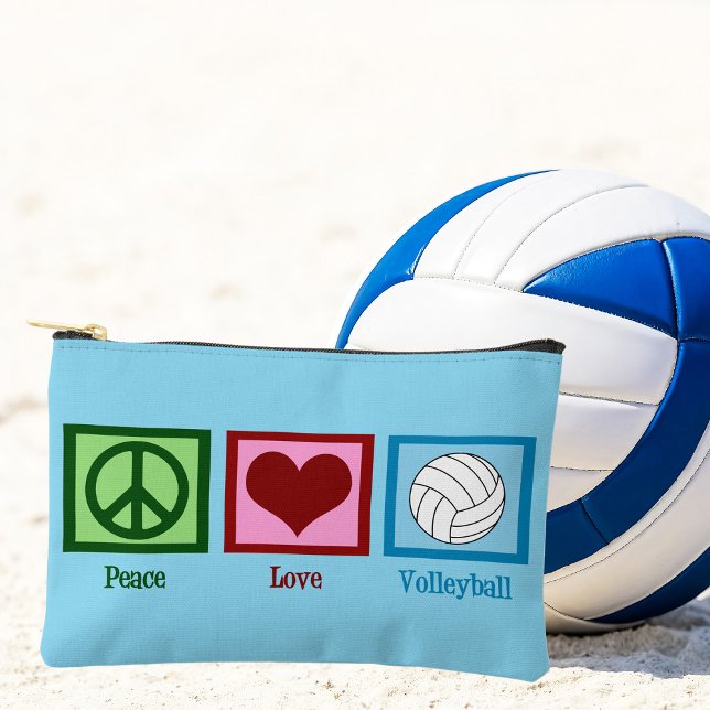 Peace Love Volleyball Cute Blue Accessory Pouch (Creator Uploaded)