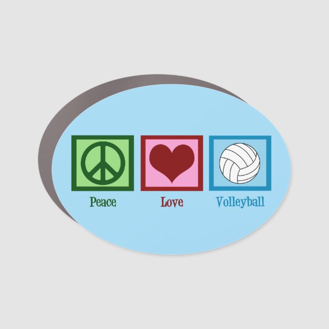 Peace Love Volleyball Cute Blue Car Magnet (Front)