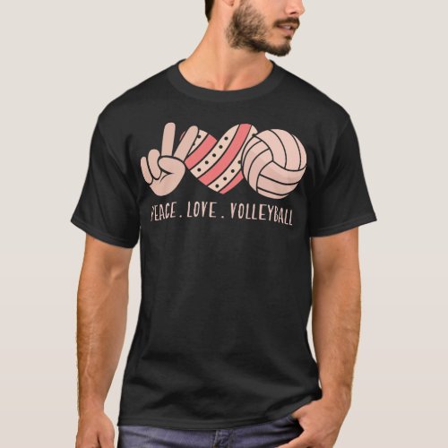Peace Love Volleyball Cute Design for Women n Girl T_Shirt
