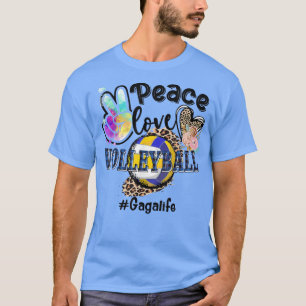 Peace Love Volleyball Gaga Life Mom Grandma Leopar T-Shirt
