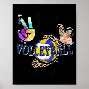 Peace Love Volleyball Gammy Life Mom Grandma Leopa Poster