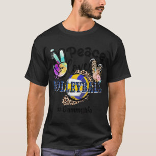 Peace Love Volleyball Gammy Life Mom Grandma Leopa T-Shirt