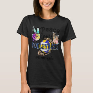 Peace Love Volleyball Gammy Life Mom Grandma Leopa T-Shirt