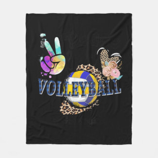 Peace Love Volleyball Gigi Life Mom Grandma Leopar Fleece Blanket
