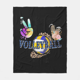 Peace Love Volleyball Gigi Life Mom Grandma Leopar Fleece Blanket