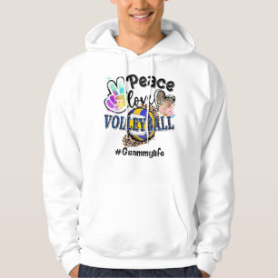 Peace Love Volleyball Grammy Life Mom Grandma Leop Hoodie