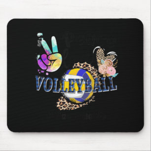 Peace Love Volleyball Grammy Life Mom Grandma Leop Mouse Pad