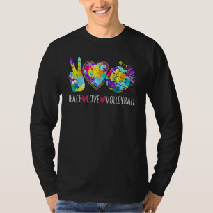 Peace Love Volleyball Graphic For Player Coach T-Shirt