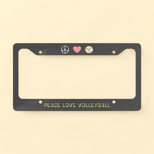 Peace Love Volleyball License Plate Frame