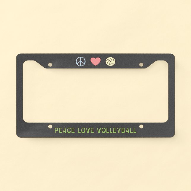 Peace Love Volleyball License Plate Frame (🏐 Volleyball Vibes: Peace Love License Plate Frame! 🚗)
