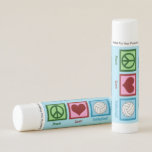 Peace Love Volleyball Lip Balm<br><div class="desc">Cute volleyball lip balm featuring a pretty design of a peace sign,  heart,  and ball. Beautiful stocking stuffers for all of the volleyball players on your indoor or beach volleyball team. Order these for a coach and customize with your team name.</div>