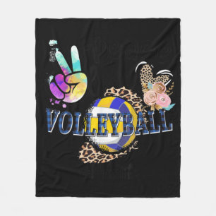 Peace Love Volleyball Mom Life Mom Grandma Leopard Fleece Blanket