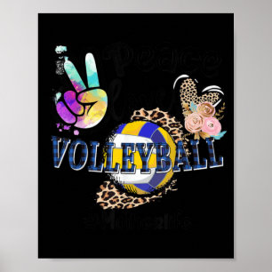 Peace Love Volleyball Mother Life Mom Grandma Leop Poster