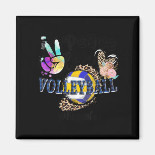 Peace Love Volleyball Mum Life Mom Grandma Leopard Magnet