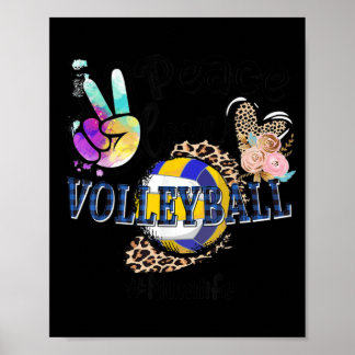 Peace Love Volleyball Mum Life Mom Grandma Leopard Poster