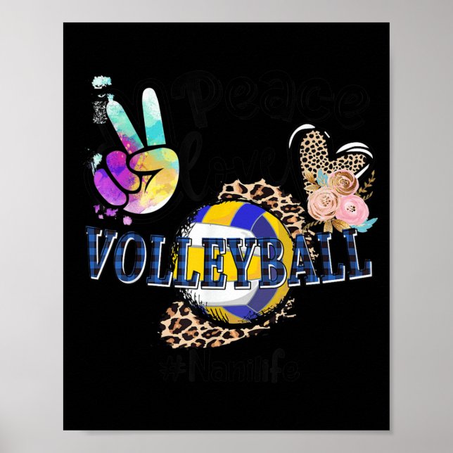 Peace Love Volleyball Nani Life Mom Grandma Leopar Poster (Front)