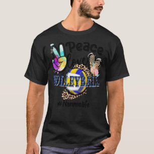 Peace Love Volleyball Nannie Life Mom Grandma Leop T-Shirt