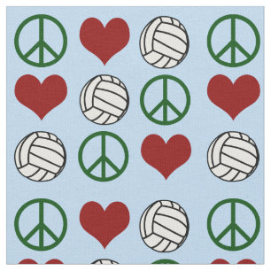 Peace Love Volleyball Pattern Fabric