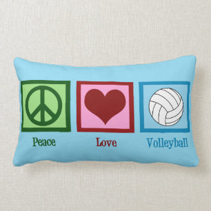 Peace Love Volleyball Personalized Blue Lumbar Pillow