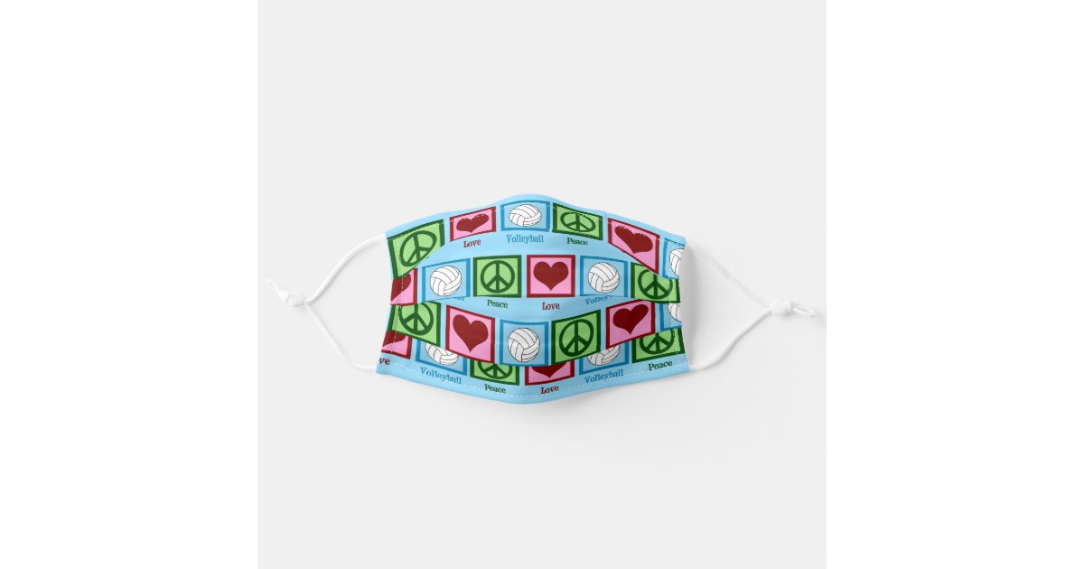 Peace Love Volleyball Player Cloth Face Mask Zazzle Com