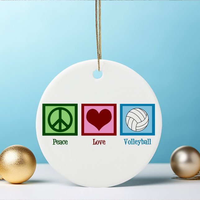 Peace Love Volleyball Player Cute Christmas Ceramic Ornament (Creator Uploaded)