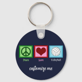 Peace Love Volleyball Player Cute Custom Keychain