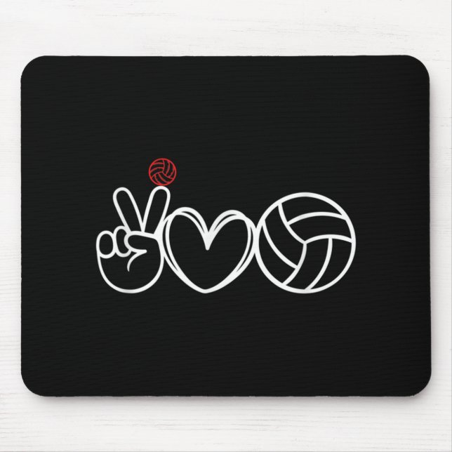 Peace Love Volleyball Player Graphic  Mouse Pad (Front)