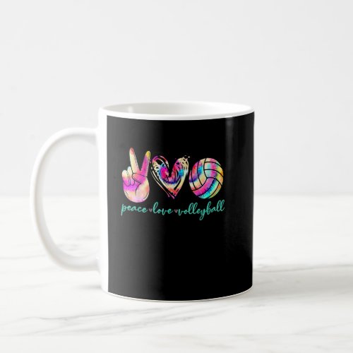 Peace Love Volleyball Player Tie Dye Style Women T Coffee Mug