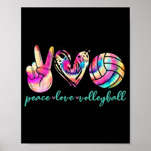 Peace Love Volleyball Player Tie Dye Style Women T Poster