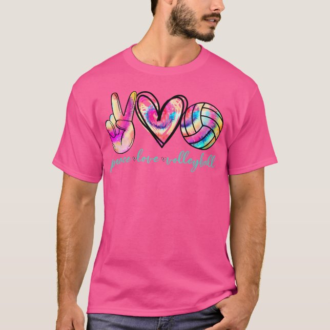 Peace Love Volleyball Player Tie Dye Women n Girls T-Shirt (Front)