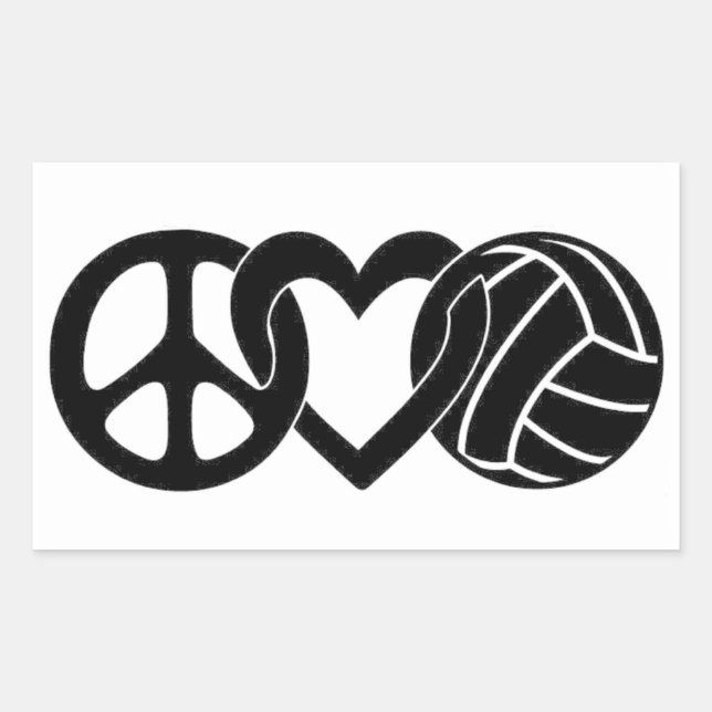 Peace Love Volleyball Rectangular Sticker (Front)