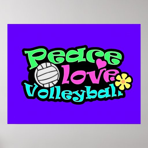 Peace, Love, Volleyball; Retro Poster | Zazzle