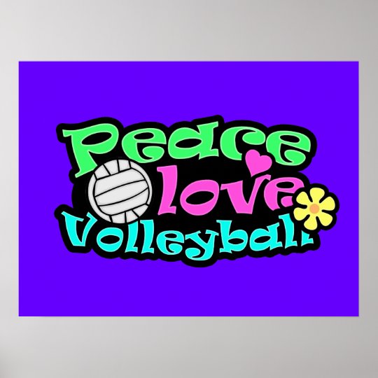 Peace, Love, Volleyball; Retro Poster | Zazzle.com