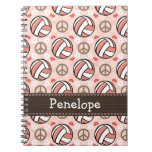 Peace Love Volleyball Spiral Notebook Journal at Zazzle