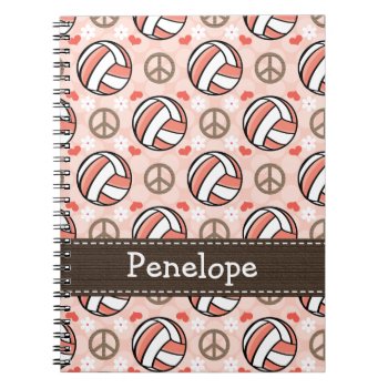 Peace Love Volleyball Spiral Notebook Journal by cutecustomgifts at Zazzle