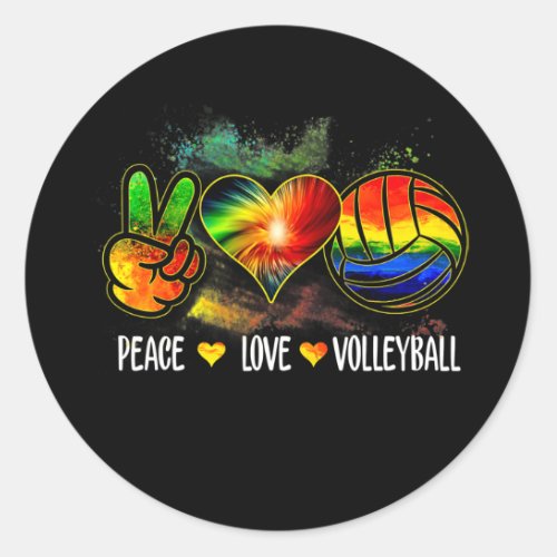 Peace Love Volleyball Tie Dye Volleyball Lover Classic Round Sticker